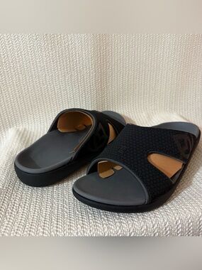 Spenco Kholo Slide Sandals Women’s Size 7 Wide Black Patterned Onyx Orthotic New